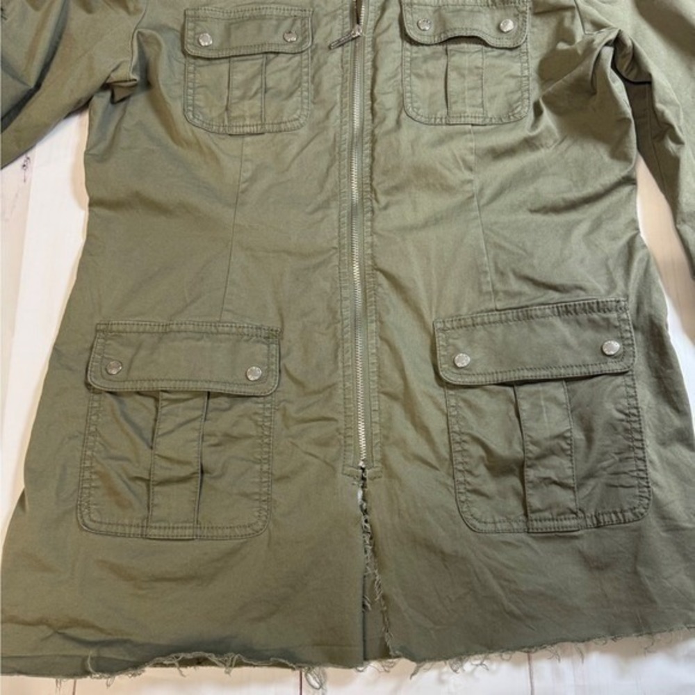 Michael Kors Olive Green Military Style Cardigan/Jacket / 3/4 Sleeves / Size L - Picture 4 of 8